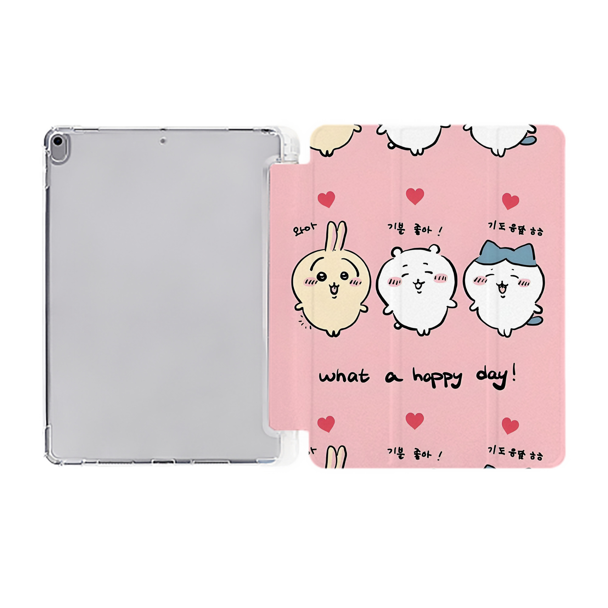 （画像用） ちいかわ Chii-kawa IPad ケース ペン収納付き 三つ折りスタンド PUレザー×シリコン 対応機種9.5/10.5/10.9インチ